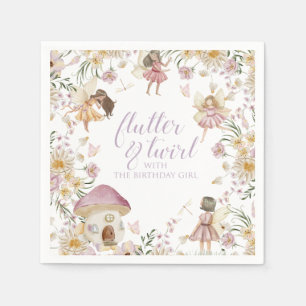 Fairy wildflower birthday napkins