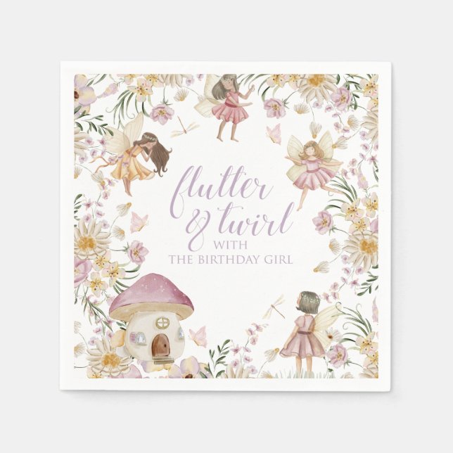Fairy wildflower birthday napkins (Front)