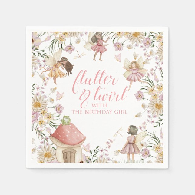 Fairy wildflower birthday napkins (Front)