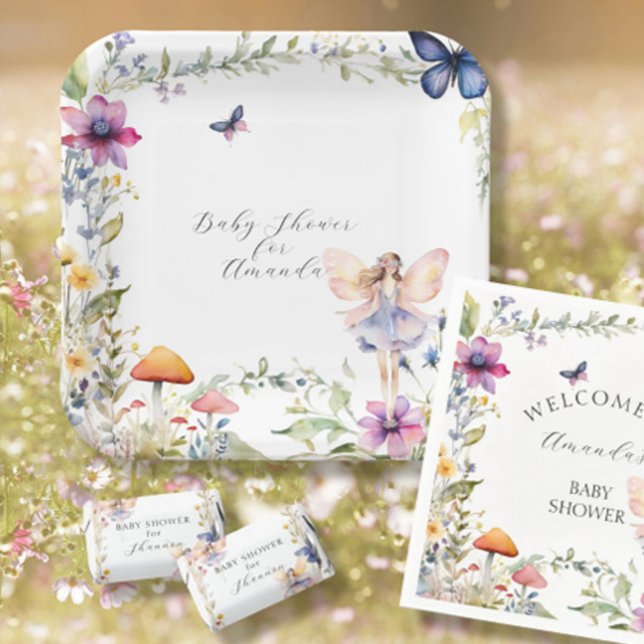 Fairy Wildflower Butterfly Garden Baby Girl Shower Paper Plates (Creator Uploaded)