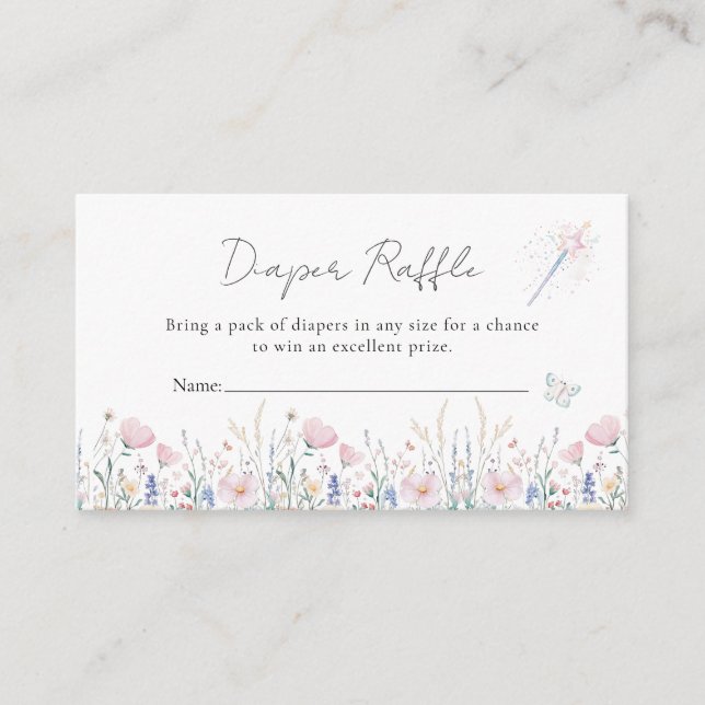 Fairy Wildflower Enchanted Whimsical Baby Shower  Enclosure Card (Front)