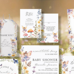 Fairy Wildflower Floral Baby Girl Diaper Raffle Enclosure Card