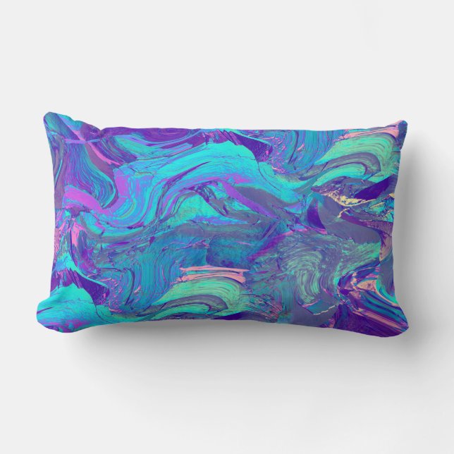fairy wing artglass - blues and purples : lumbar pillow (Front)