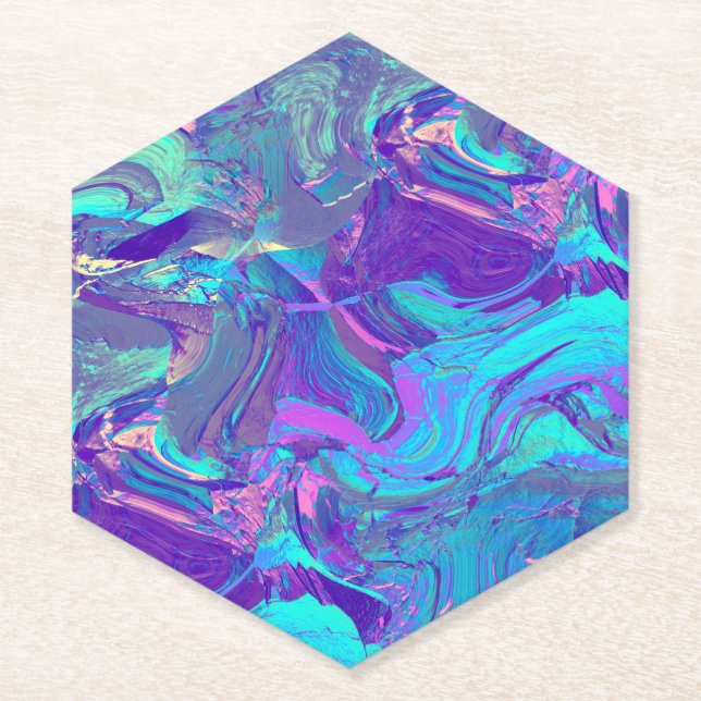 fairy wing artglass - blues and purples : paper coaster (Front)