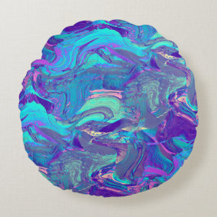 fairy wing artglass - blues and purples : round pillow