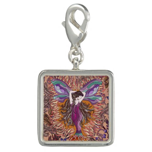 Fairy wing girl _ square charm 