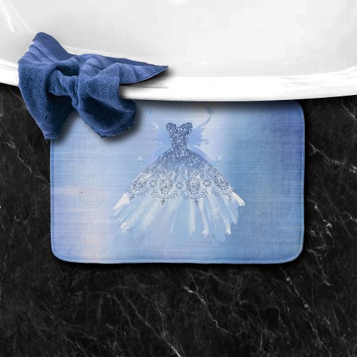 Fairy Wing Gown  Ice Blue Iridescent Frost Sheen Bath Mat