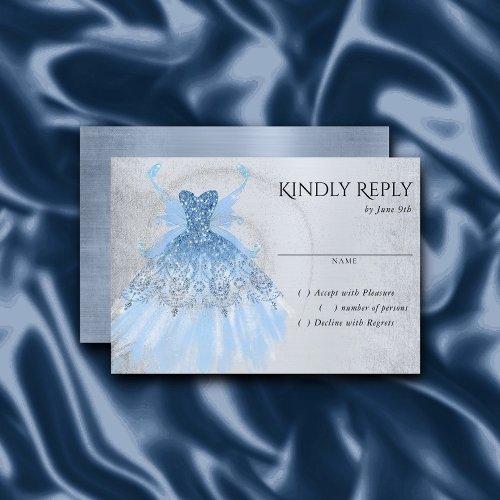 Fairy Wing Gown  Ice Blue Iridescent Frost Sheen RSVP Card