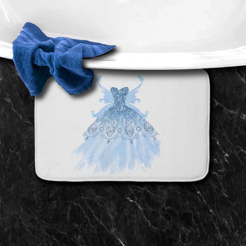Fairy Wing Gown  Ice Blue Iridescent Periwinkle Bath Mat