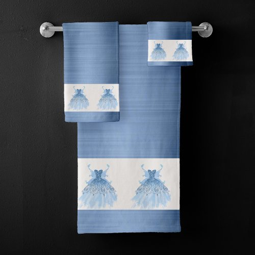 Fairy Wing Gown  Ice Blue Iridescent Periwinkle Bath Towel Set