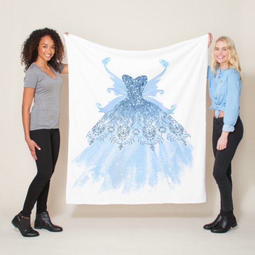 Fairy Wing Gown  Ice Blue Iridescent Periwinkle Fleece Blanket