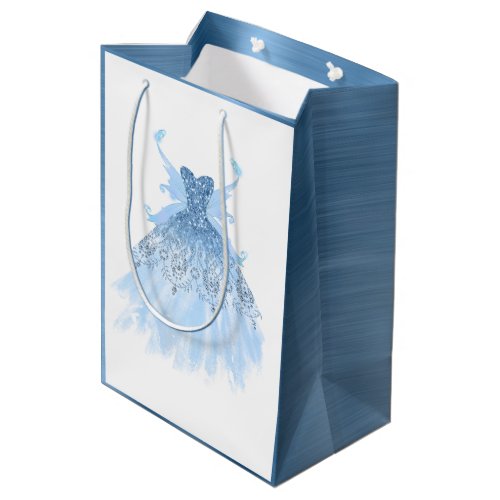Fairy Wing Gown  Ice Blue Iridescent Periwinkle Medium Gift Bag