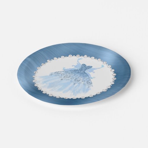 Fairy Wing Gown  Ice Blue Iridescent Periwinkle Paper Plates