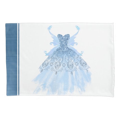 Fairy Wing Gown  Ice Blue Iridescent Periwinkle Pillow Case