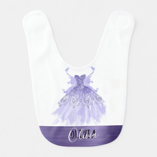 Fairy Wing Gown  Lavender Purple Iridescent Glam Baby Bib