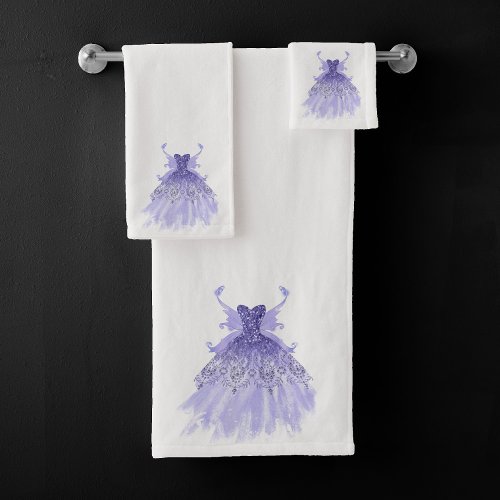 Fairy Wing Gown  Lavender Purple Iridescent Glam Bath Towel Set