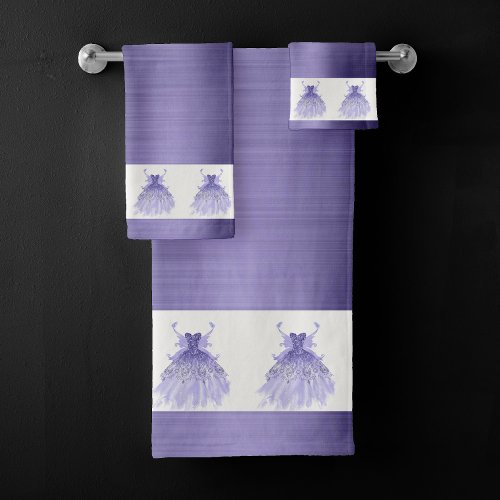 Fairy Wing Gown  Lavender Purple Iridescent Glam Bath Towel Set