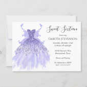 Fairy Wing Gown | Lavender Purple Iridescent Glam Invitation (Front)