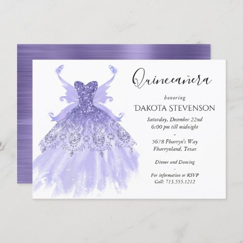 Fairy Wing Gown  Lavender Purple Iridescent Glam Invitation