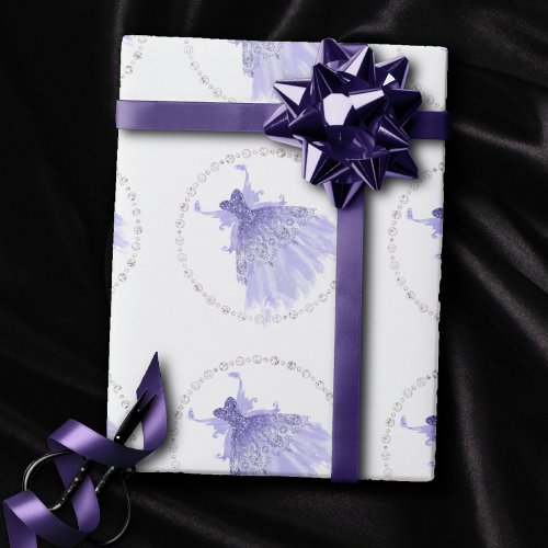 Fairy Wing Gown  Lavender Purple Iridescent Glam Wrapping Paper