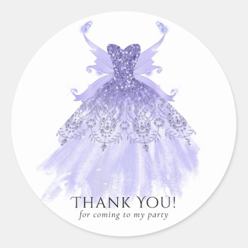 Fairy Wing Gown  Lavender Purple Iridescent Sheen Classic Round Sticker