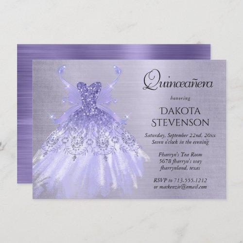 Fairy Wing Gown  Lavender Purple Iridescent Sheen Invitation