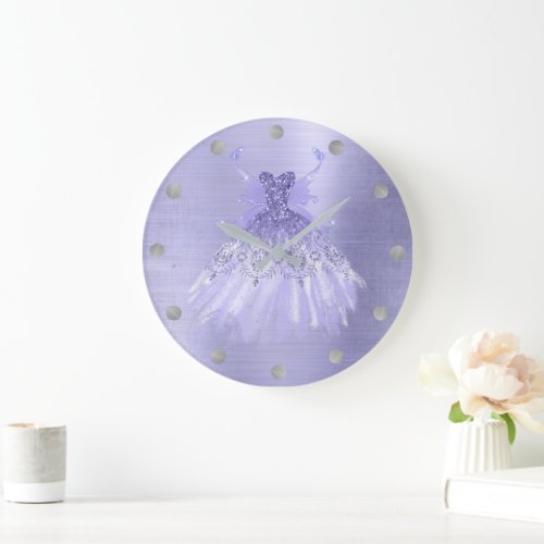 Fairy Wing Gown  Lavender Purple Iridescent Sheen Large Clock