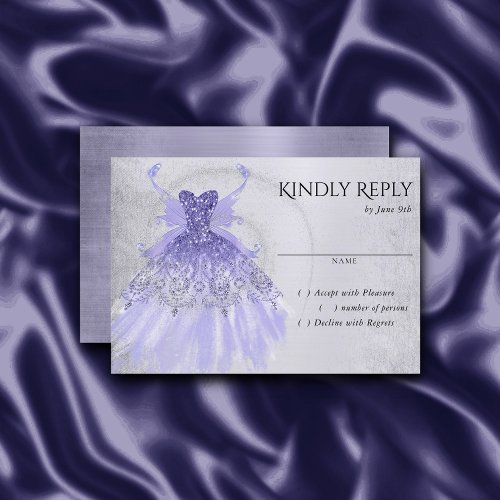 Fairy Wing Gown  Lavender Purple Iridescent Sheen RSVP Card