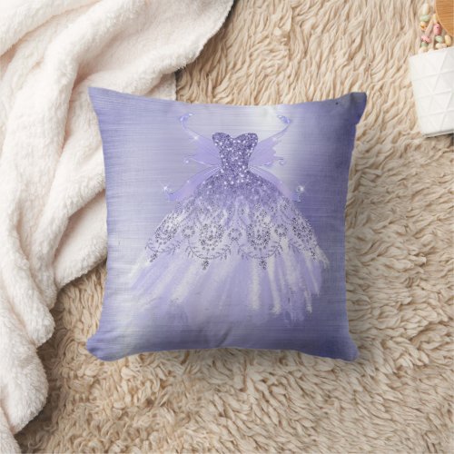 Fairy Wing Gown  Lavender Purple Iridescent Sheen Throw Pillow