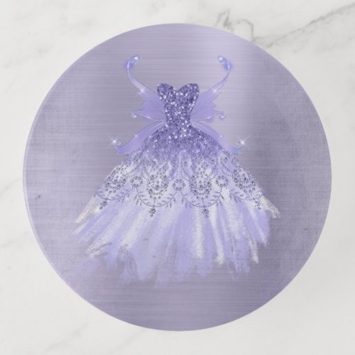 Fairy Wing Gown  Lavender Purple Iridescent Sheen Trinket Tray