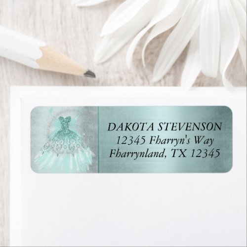 Fairy Wing Gown  Luxe Mint Green Pearl Address Label