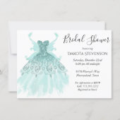 Fairy Wing Gown | Luxe Mint Green Pearl Aqua Party Invitation (Front)