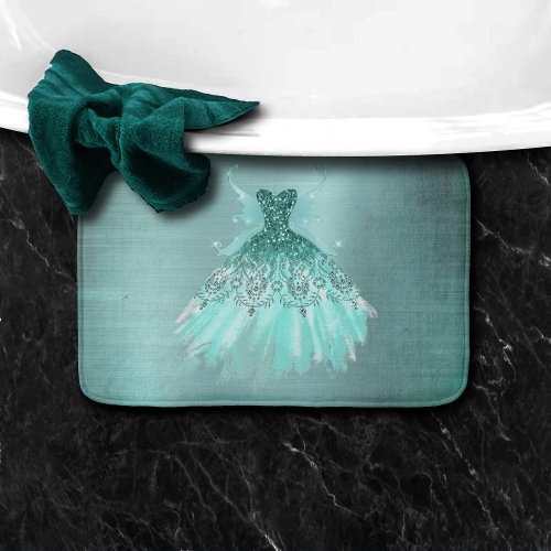 Fairy Wing Gown  Luxe Mint Green Pearl Aqua Sheen Bath Mat