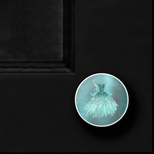 Fairy Wing Gown  Luxe Mint Green Pearl Aqua Sheen Ceramic Knob