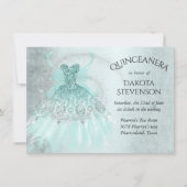 Fairy Wing Gown | Luxe Mint Green Pearl Aqua Sheen Invitation (Front)