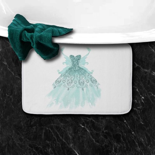 Fairy Wing Gown  Luxe Mint Green Pearl Shimmer Bath Mat