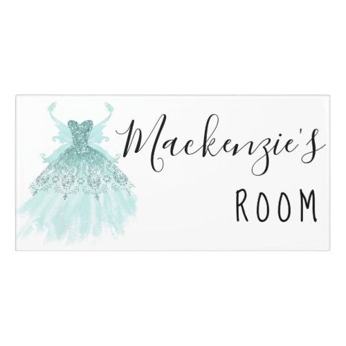 Fairy Wing Gown  Luxe Mint Green Pearl Shimmer Door Sign