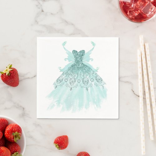 Fairy Wing Gown  Luxe Mint Green Pearl Shimmer Napkins