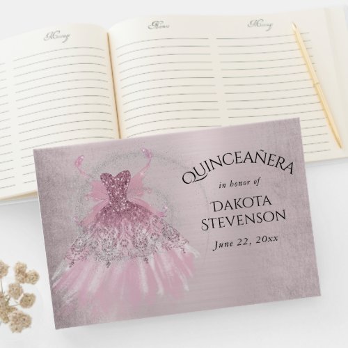 Fairy Wing Gown  Luxurious Dusty Mauve Pink Sheen Guest Book