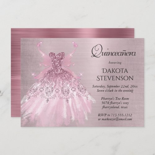 Fairy Wing Gown  Luxurious Dusty Mauve Pink Sheen Invitation