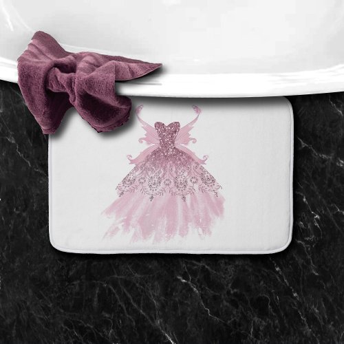 Fairy Wing Gown  Luxurious Mauve Pink Shimmer Bath Mat