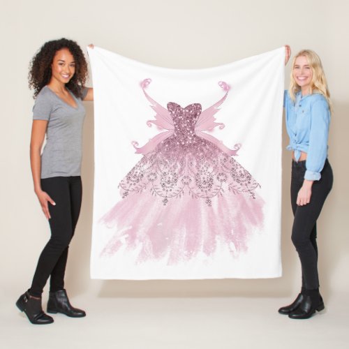 Fairy Wing Gown  Luxurious Mauve Pink Shimmer Fleece Blanket