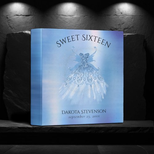 Fairy Wing Ice Gown | Frost Blue Iridescent Sheen 3 Ring Binder
