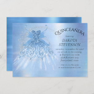 Fairy Wing Ice Gown Frost Blue Iridescent Sheen Invitation