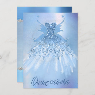 Fairy Wing Ice Gown Frost Blue Iridescent Sheen Invitation