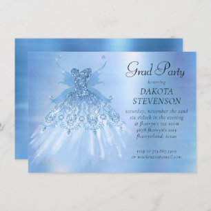 Fairy Wing Ice Gown Frost Blue Iridescent Sheen Invitation