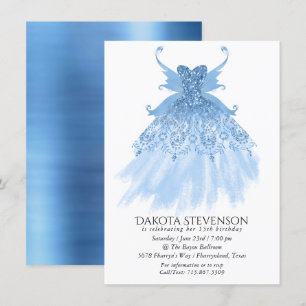 Fairy Wing Ice Gown   Frost Blue Iridescent Sheen Invitation