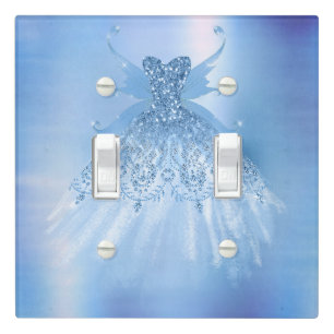 Fairy Wing Ice Gown   Frost Blue Iridescent Sheen Light Switch Cover