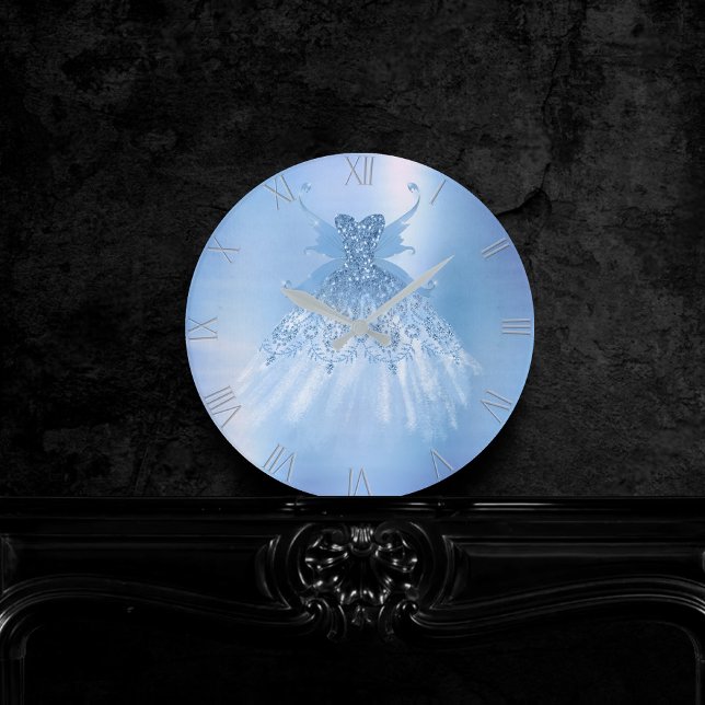 Fairy Wing Ice Gown | Frost Blue Iridescent Sheen Round Clock (Creator Uploaded)