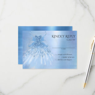 Fairy Wing Ice Gown Frost Blue Iridescent Sheen RSVP Card
